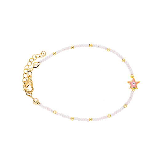 White Beads Evil Eye Bracelet