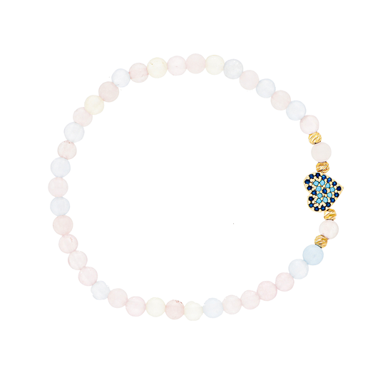 Multi-Coloured Beads Evil Eye Brass Bracelet