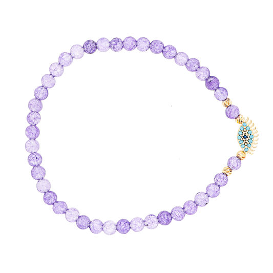 Amethyst Evil Eye Brass Bracelet