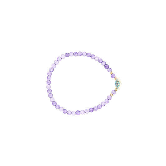 Amethyst Evil Eye Brass Bracelet