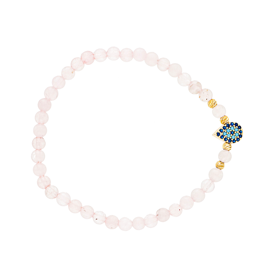 Rose Quartz Evil Eye Brass Bracelet
