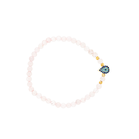 Rose Quartz Evil Eye Brass Bracelet