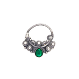 Green Stone Clip On Nath