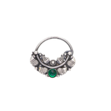 Green Stone Clip On Nath