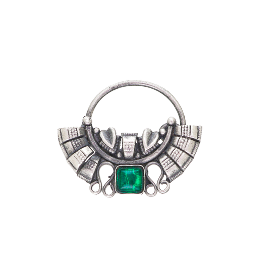Green Stone Clip On Nath