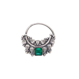 Green Stone Clip On Nath