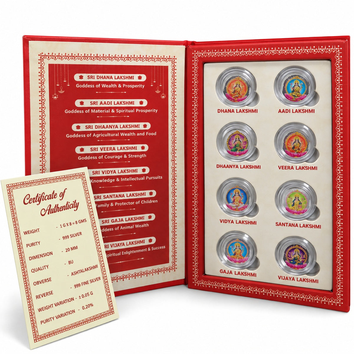 Ashtalakshmi Silver Coin Gift Box