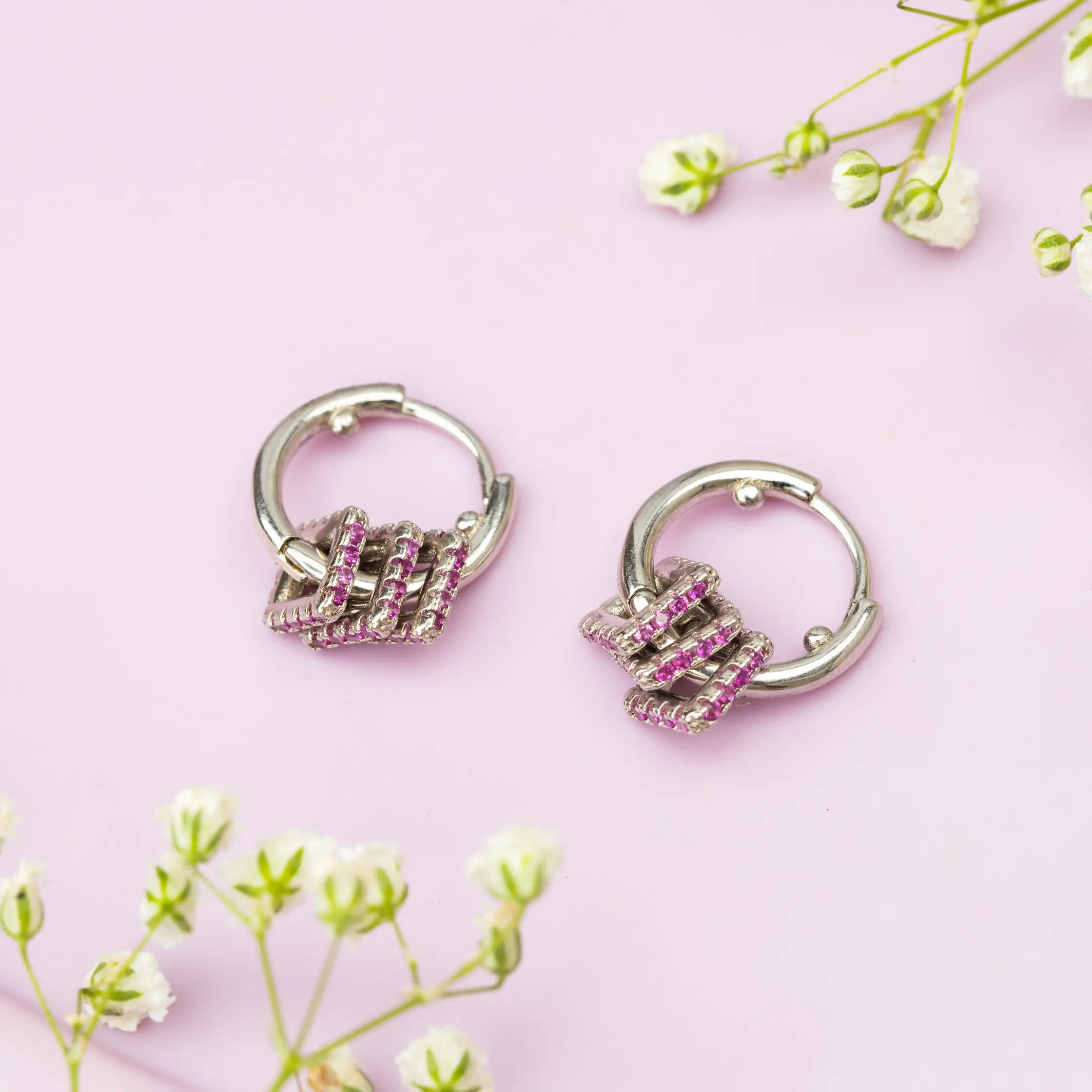 Blush Cube Hoops