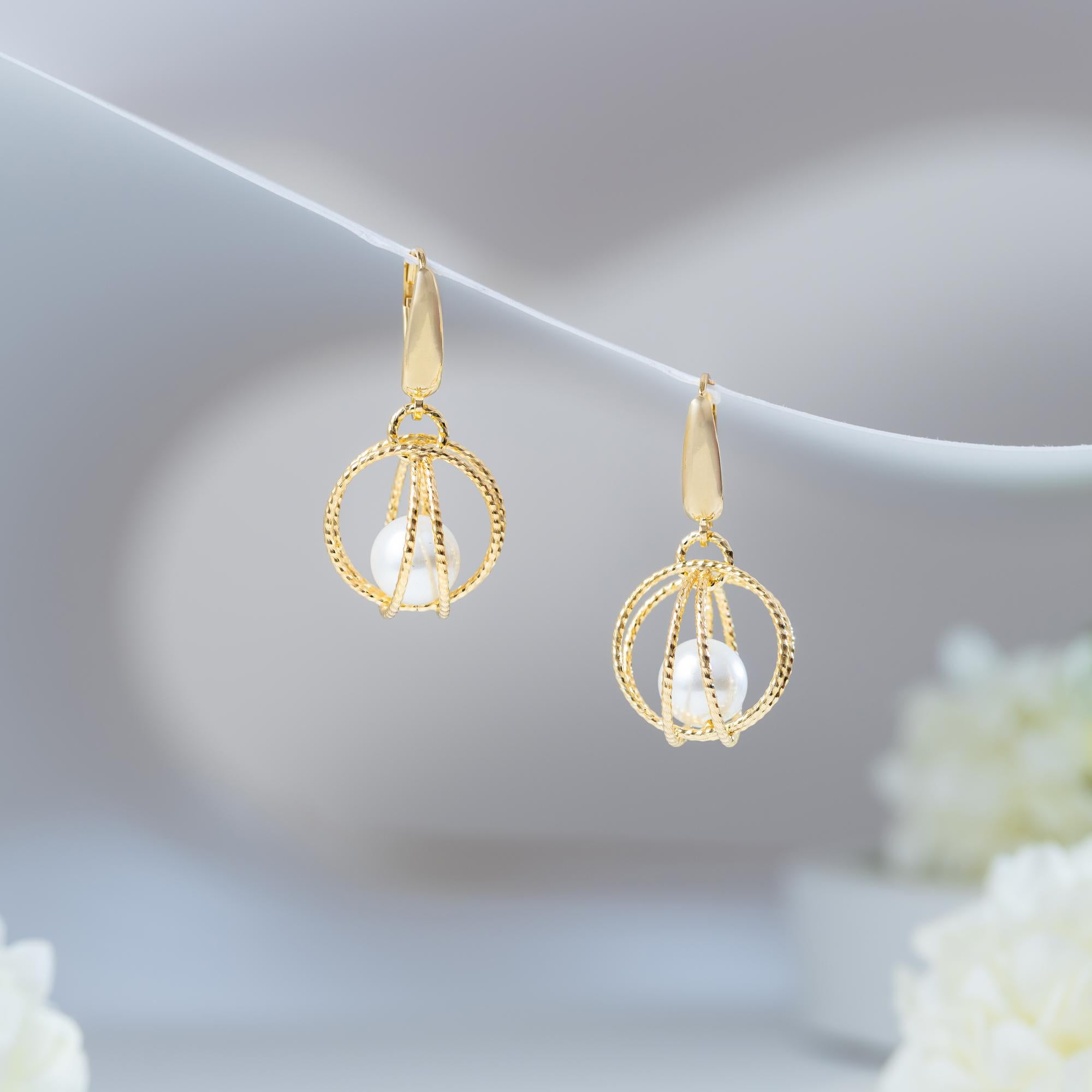 Celestial Pearl Cage Earrings