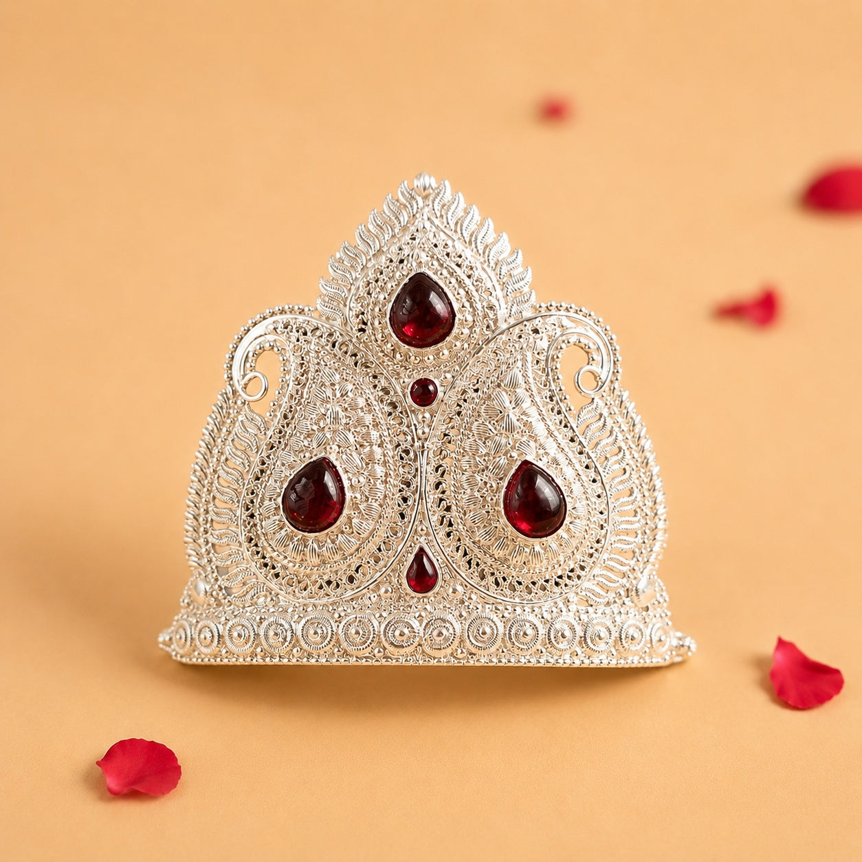 Pink Stone Ganpati Mukut