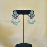 Exclusive Engraved Light Sea Green Stone Earrings