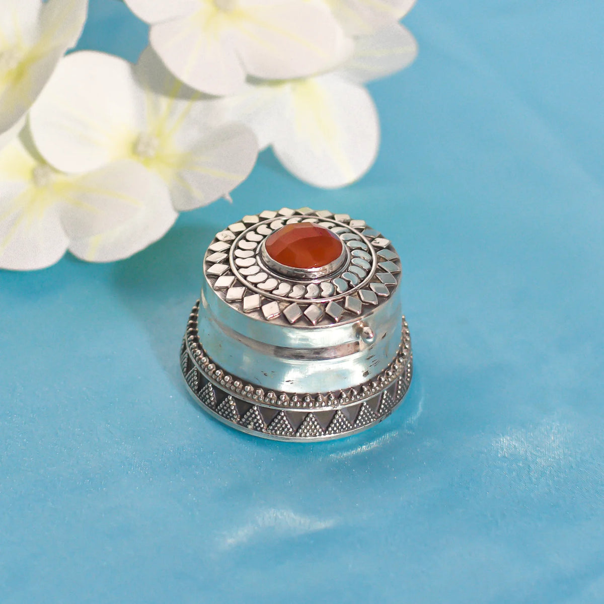 Orange Stone Antique Silver Dabbi