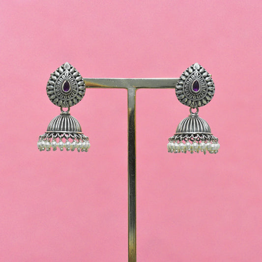 Glamourous Pink Kundan with Pearls Earrings