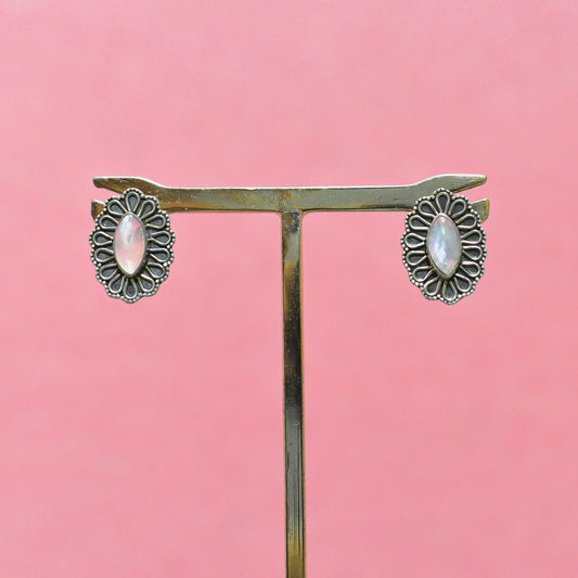 White Cat-Eye Stone Studs