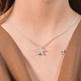 Blooming Solitaire Flower Pendant With Chain