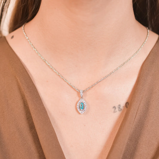 Aqua Solitaire Pendant With Chain