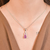 Plum Solitaire Statement Pendent With Chain