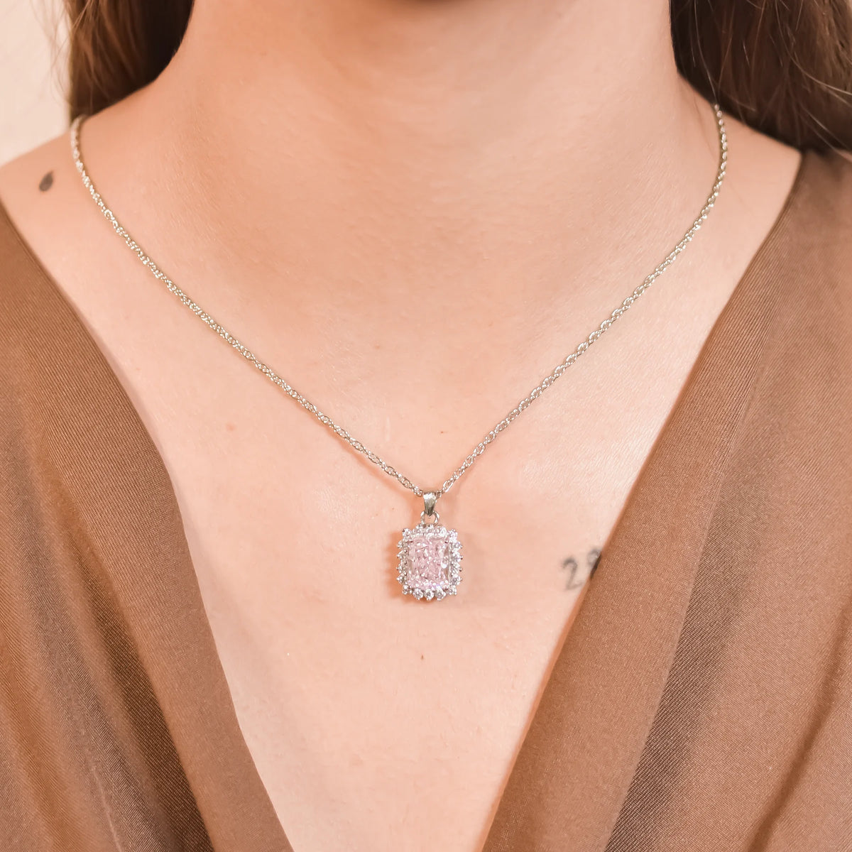 Royal Pink  Pendant With Chain