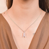 Pink Solitaire  Pendant With Chain