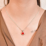 Orange Dual  Pendant With Chain