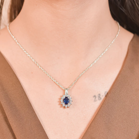 Deep Blue Sapphire Enchanting Pendant With Chain