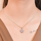 Pink Heart Solitaire Pendant With Chain