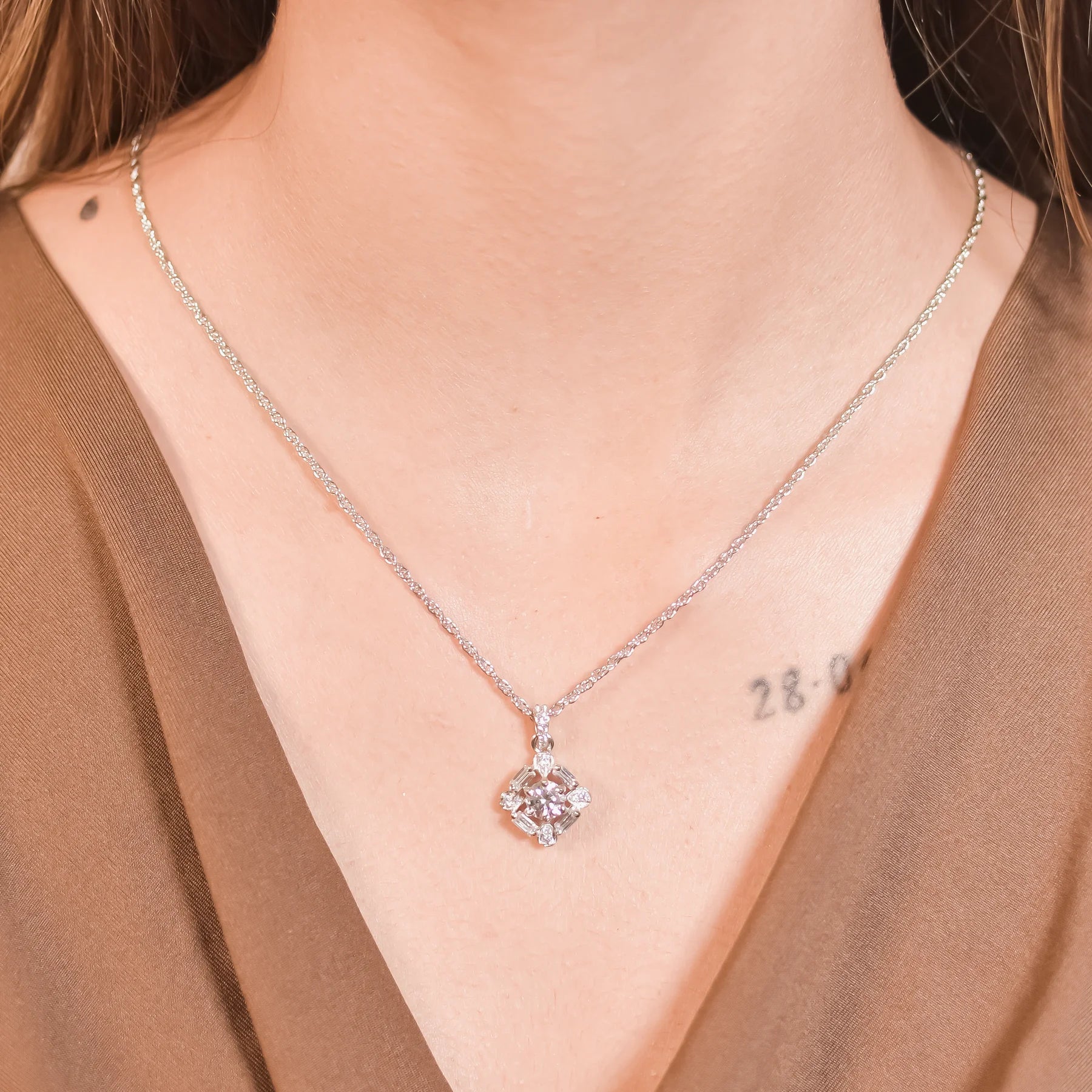 Radiant Solitaire Pendant With Chain