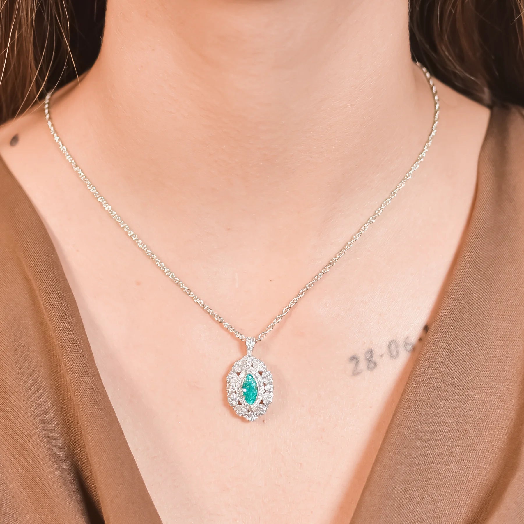 Sunshine Sparkle Aqua Pendant with Chain