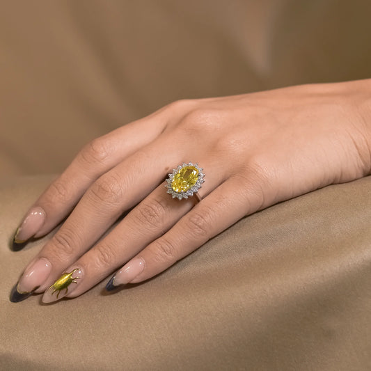 Halo Yellow Saphhire Cocktail Ring