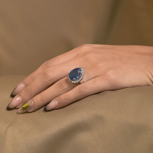 Blue Sublime Sparkle Cocktail Ring