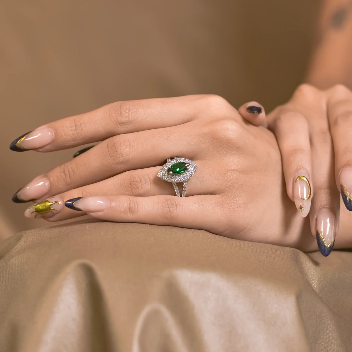 Marquise Emerald Solitaire Ring