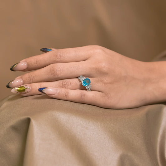 Aqua Oval Cut Ring