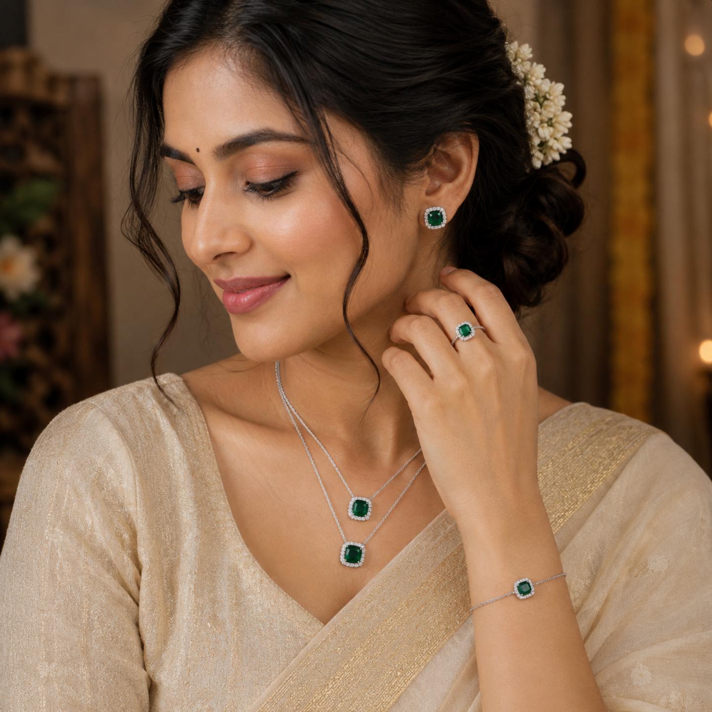 Emerald Halo Elegance Set