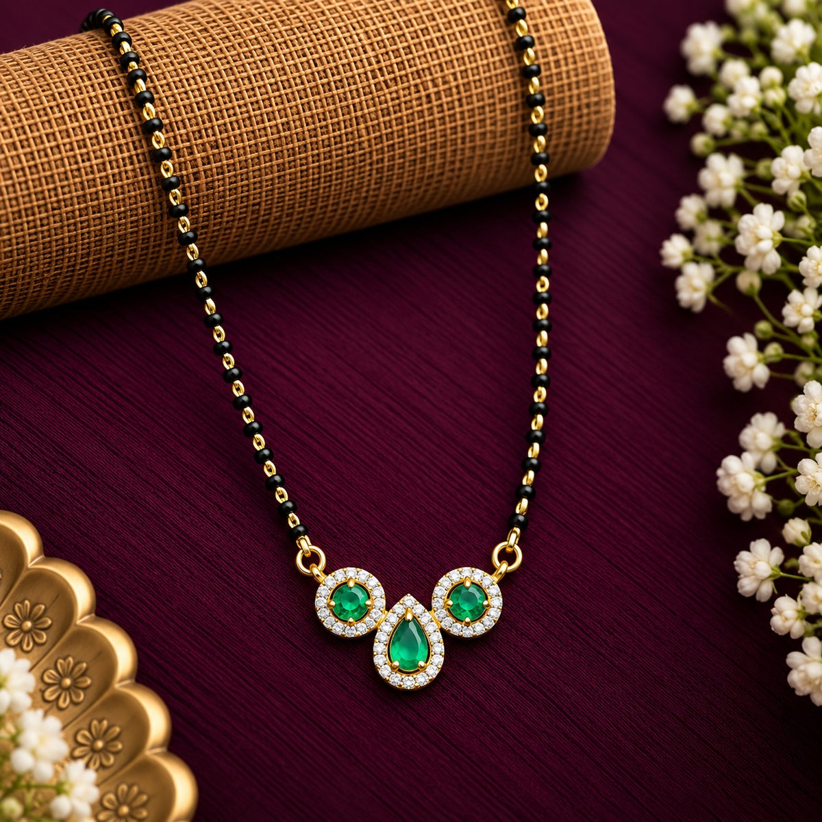 Emerald Trio Mangalsutra
