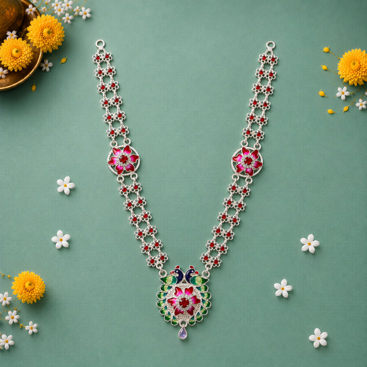 Floral Peacock Silver Haar