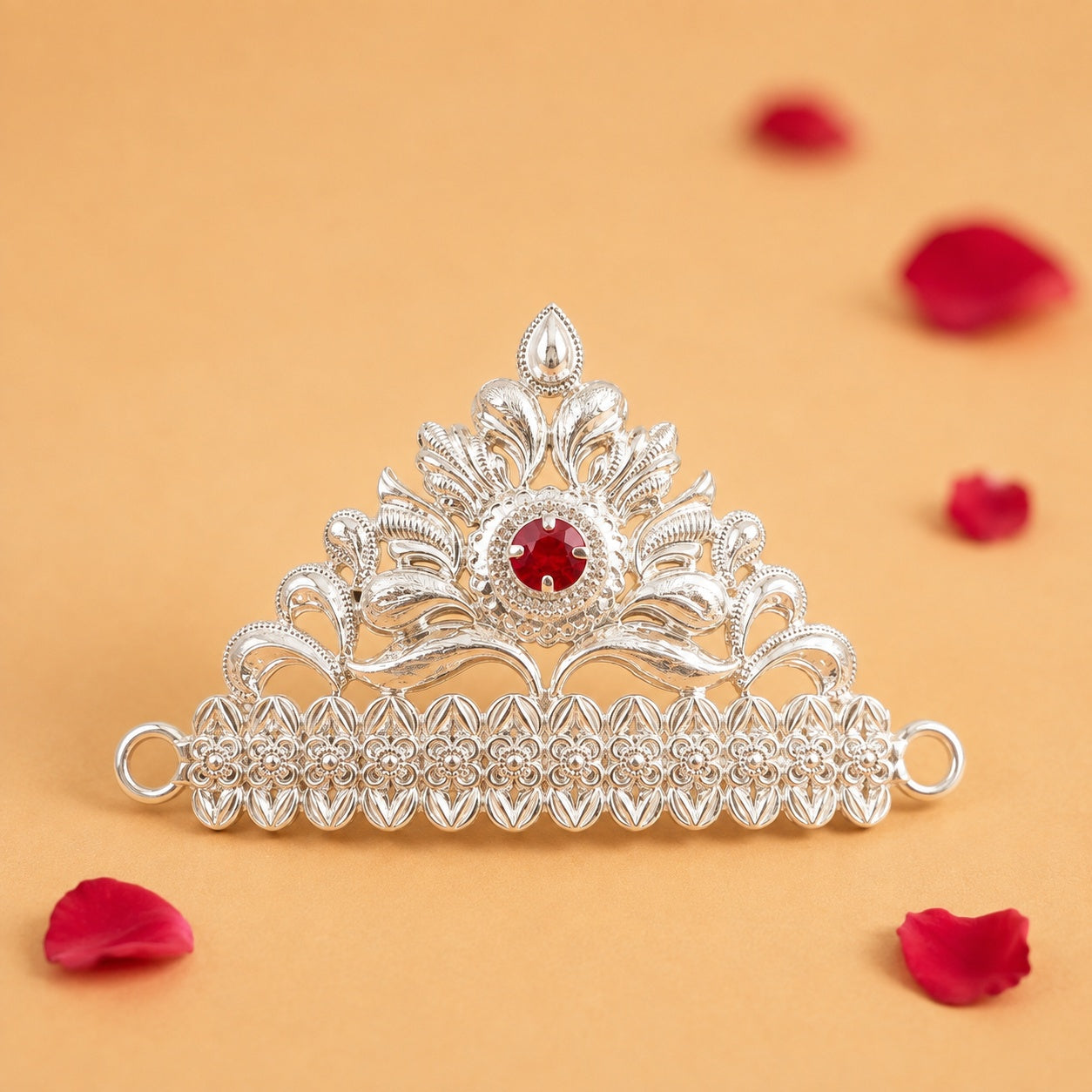 Floral Silver Mukut