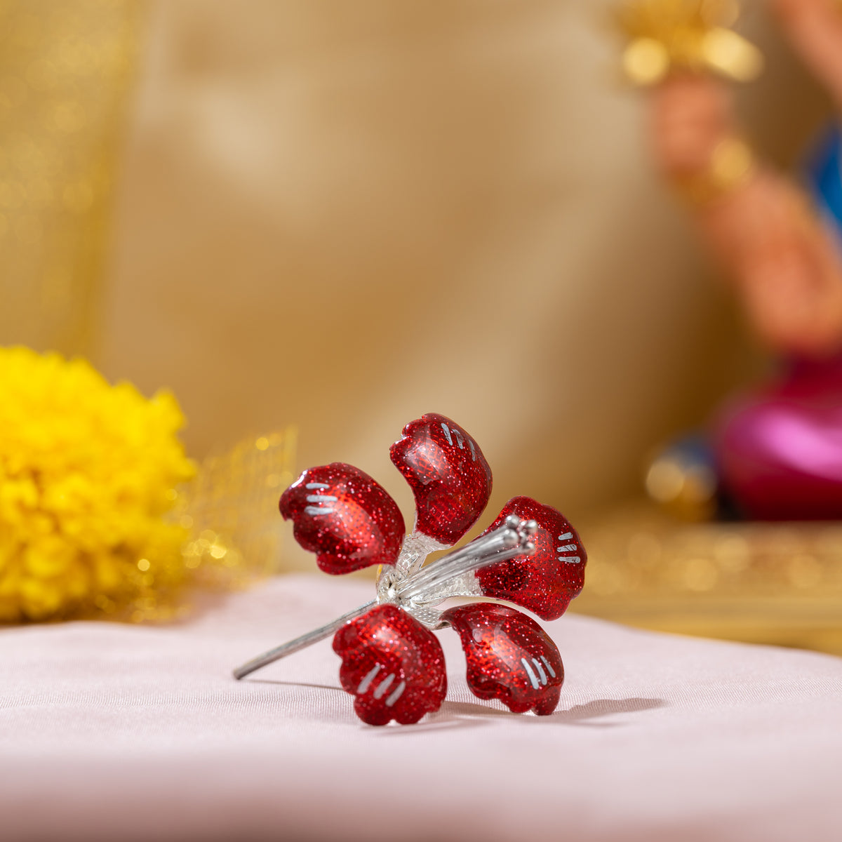 Red Meenakari Hibiscus Flower