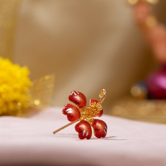 Gold Polish Meenakari Hibiscus Flower