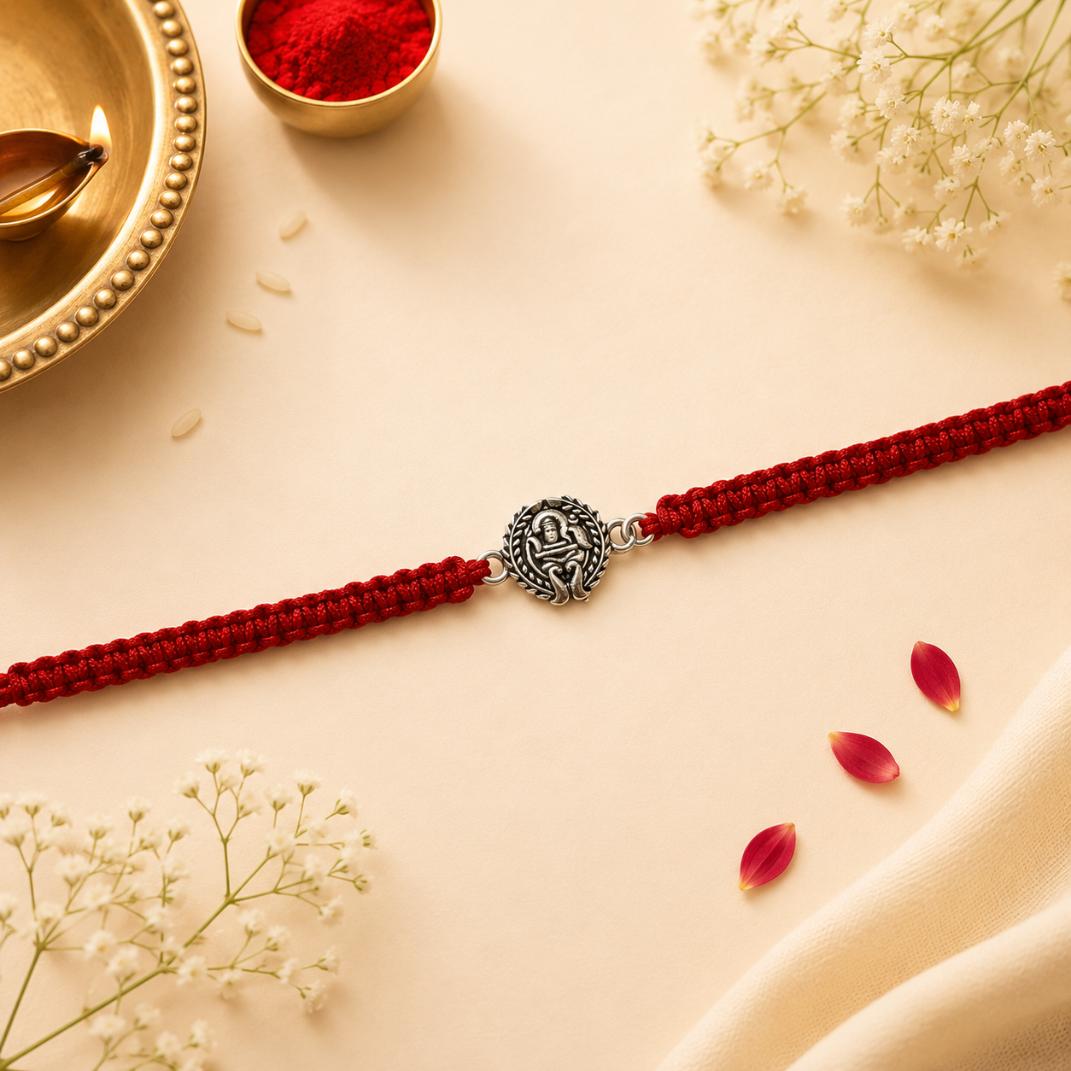 Om Shivling Divine Silver Rakhi