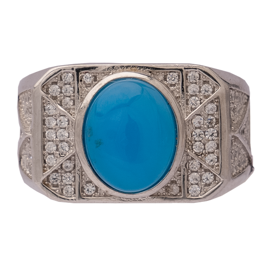 Blue Stone with Zircon Diamonds Ring