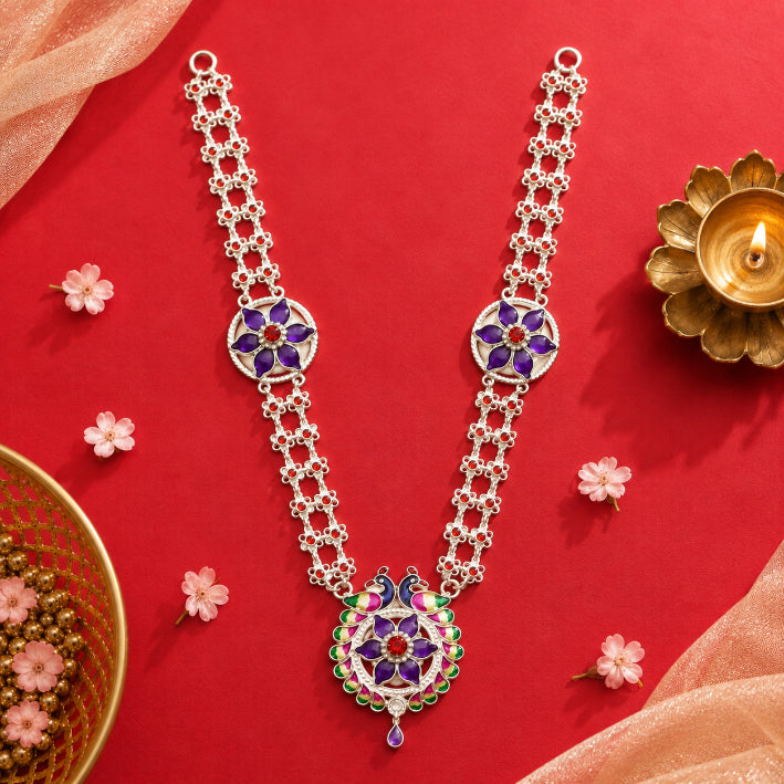 Peacock Floral Ganpati Haar