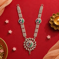Peacock Silver Ganpati Haar