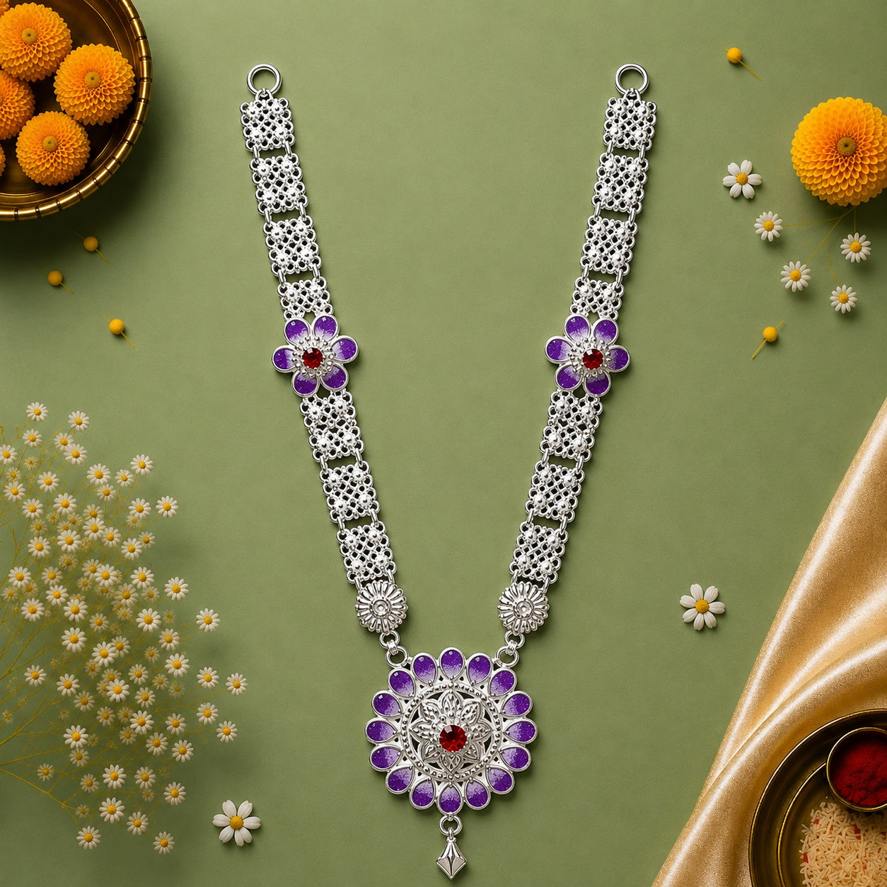 Purple Daisy Silver Haar-1