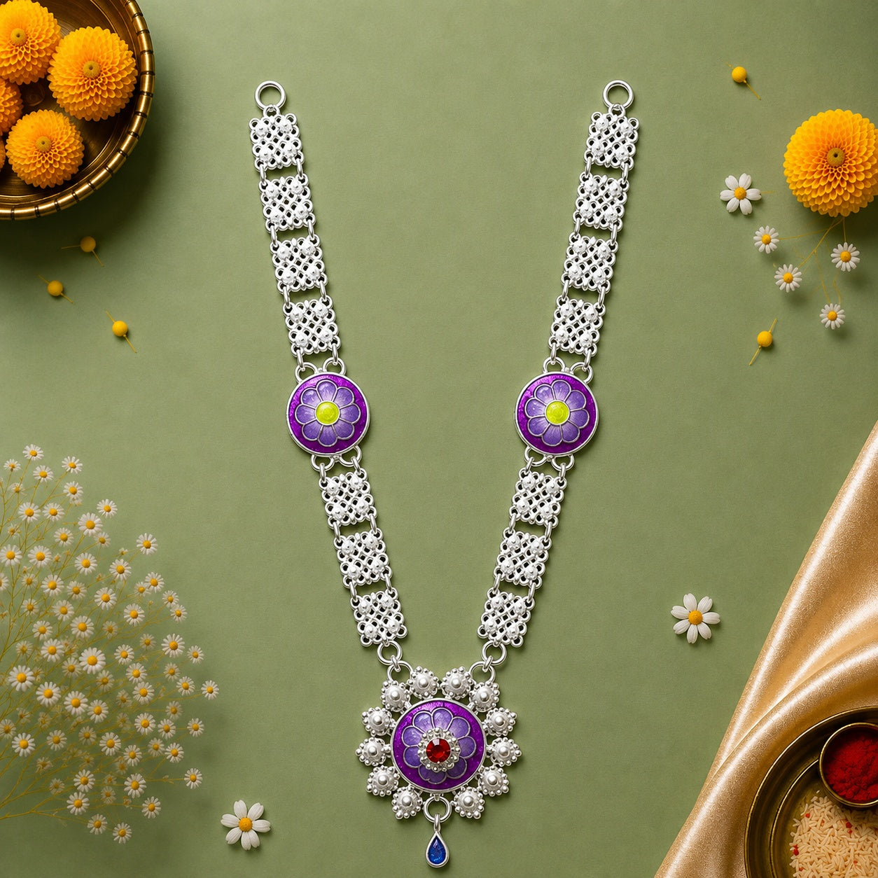 Purple Floral Silver Haar-1