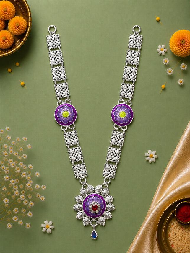 Purple Floral Silver Haar
