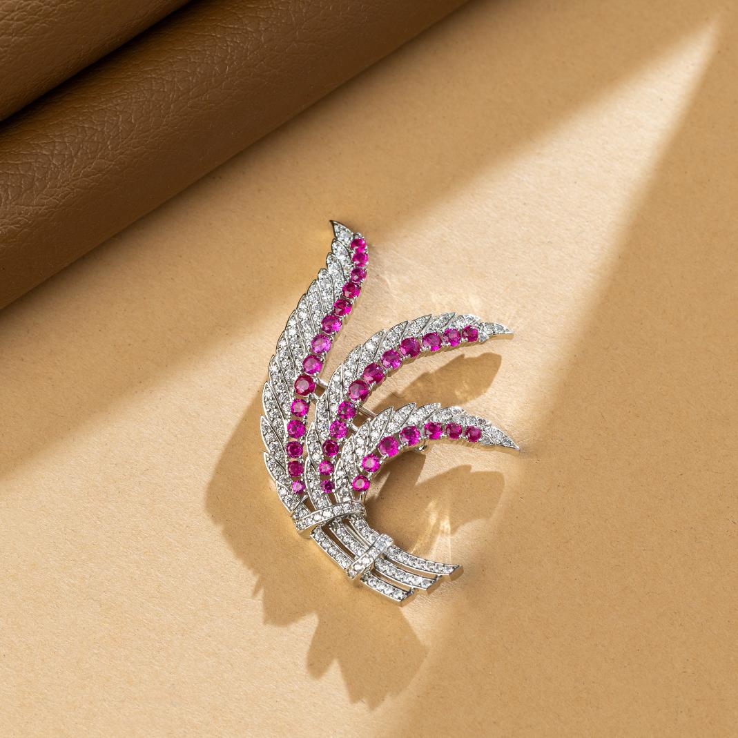Ruby Fern Radiance Brooch