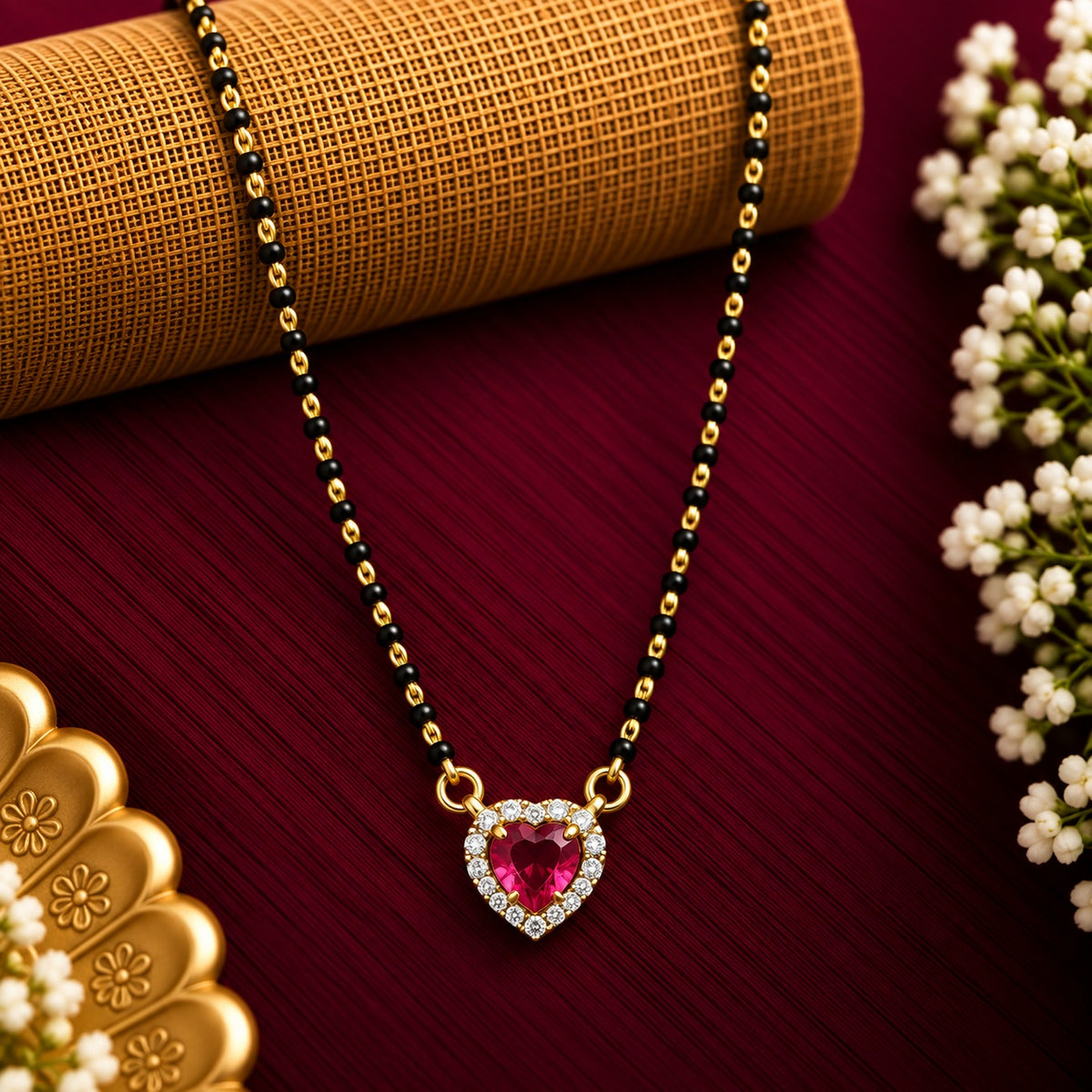 Ruby Heart Mangalsutra