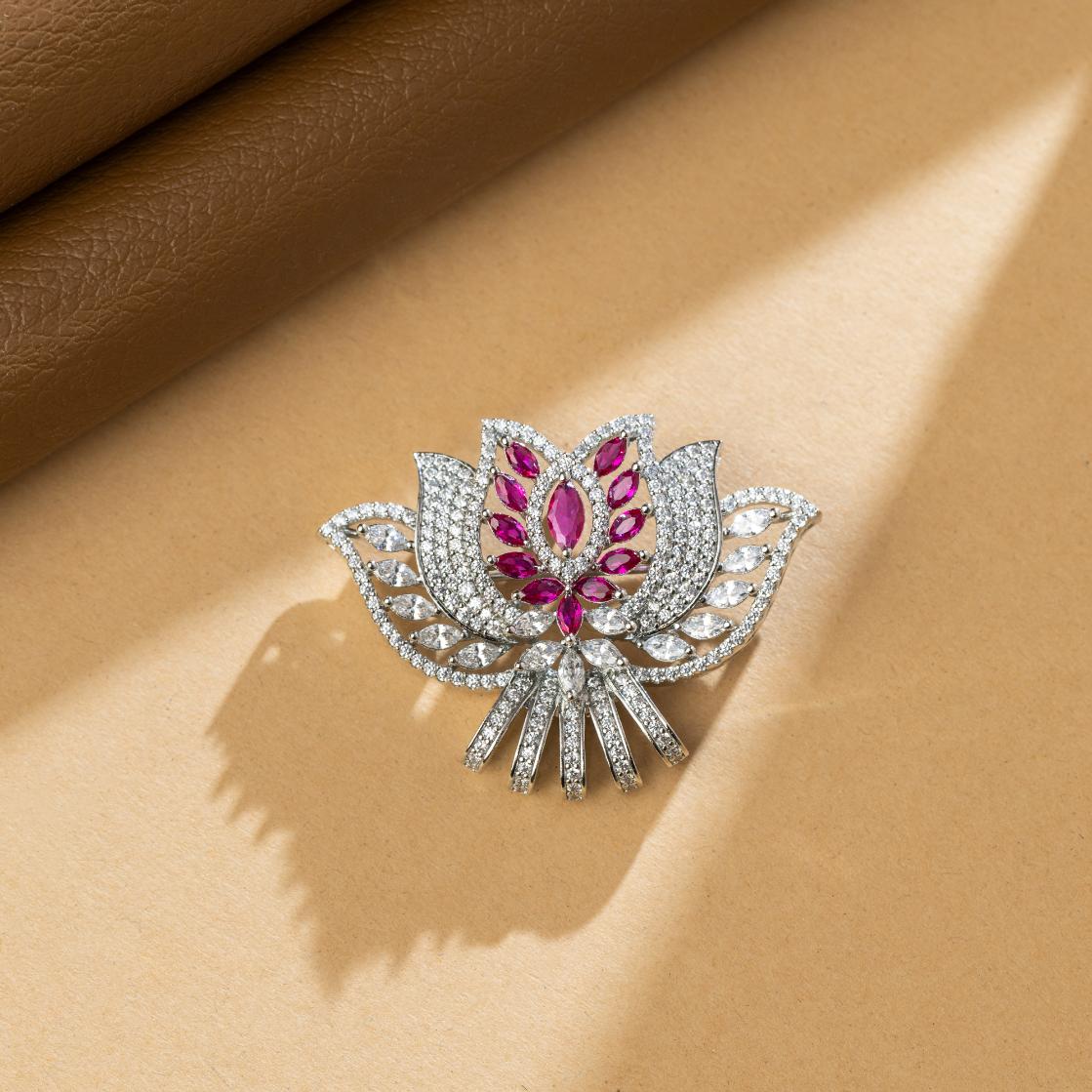 Ruby Lotus Bloom Brooch