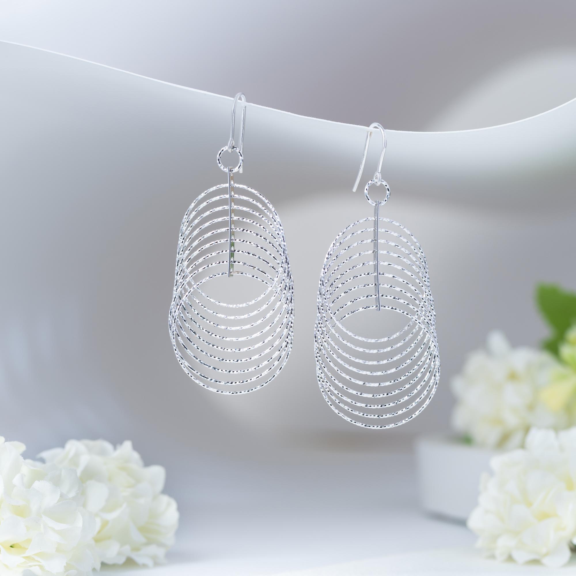 Silver Moon Ripple Earrings