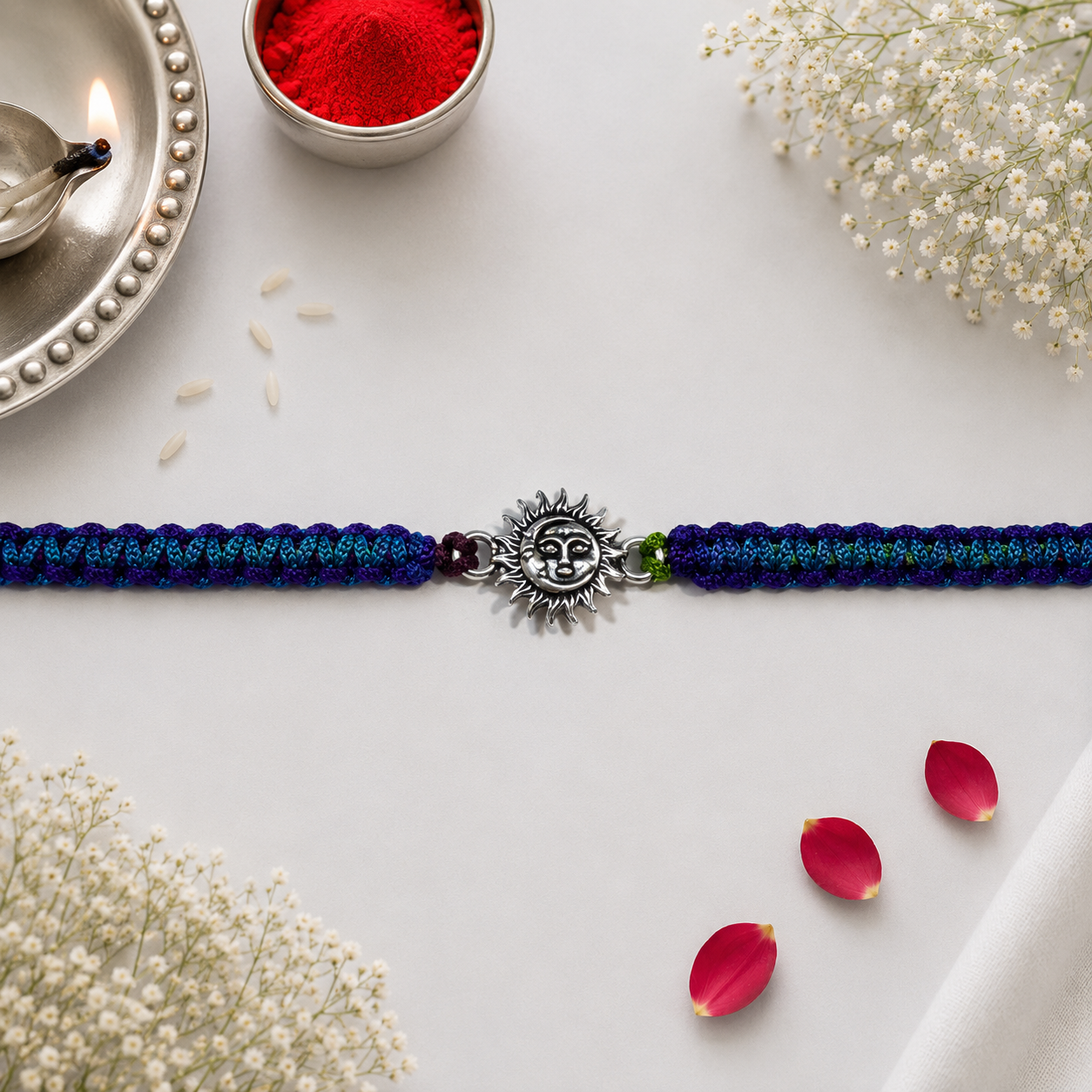 Surya Chandra Silver Rakhi